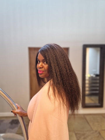 Kinky Straight Brazilian Virgin Glue less 5x5 HD Lace Wig (150% Density)